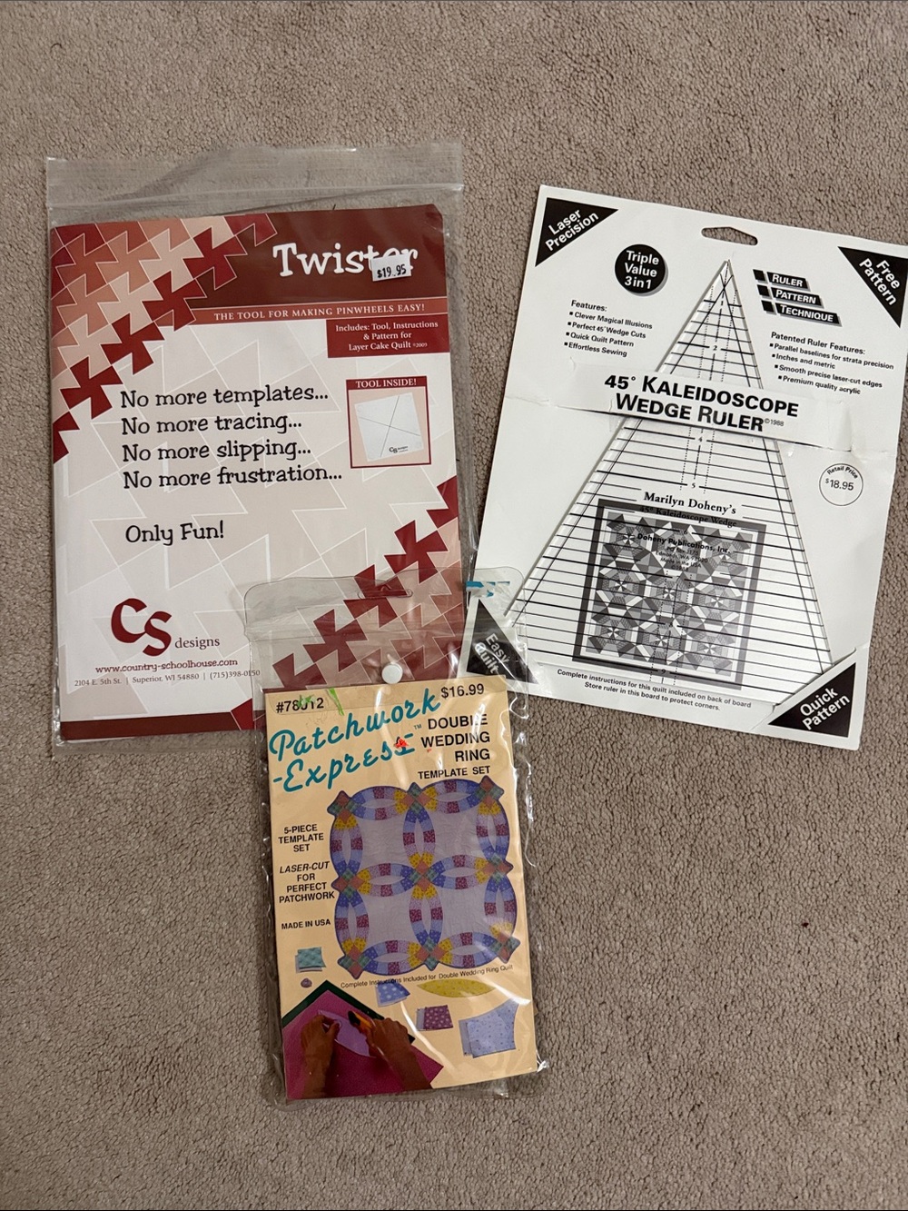 Quilting Tools- Twister, Kaleidoscope, Double Wedding Ring